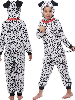 NWT Kids Dalmatian Fleece Onesie Costume - Sz S 4-6 years